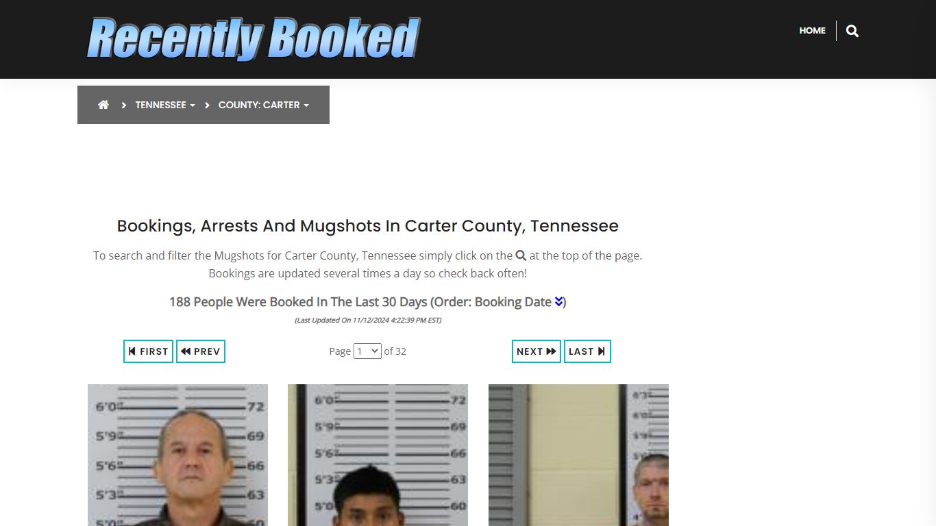 Bookings, Arrests and Mugshots in Carter County, Tennessee