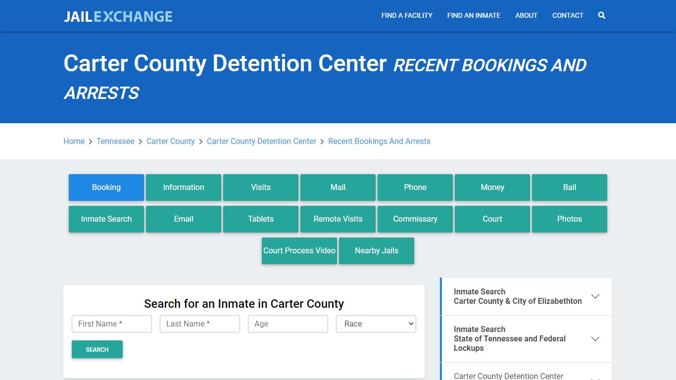 Carter County Detention Center Recent Bookings And Arrests - Jail Exchange